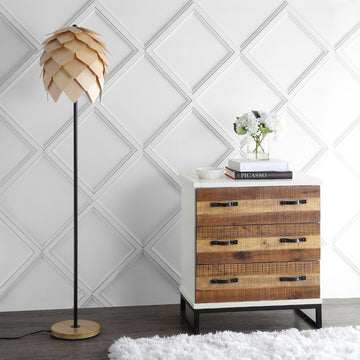 Simon 63" Pinecone Wood/Metal LED Floor Lamp - JONATHAN Y